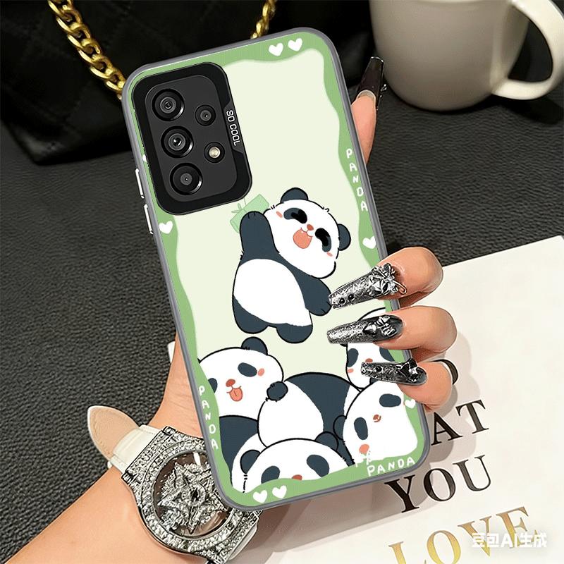 Cute Cartoon Panda Shockproof Phone Case for Samsung A17 A16 A15 A14 A37 A57 A36 A56 A26 A35 A55 A25 A34 A54 A24 A13 A23 A33 A53