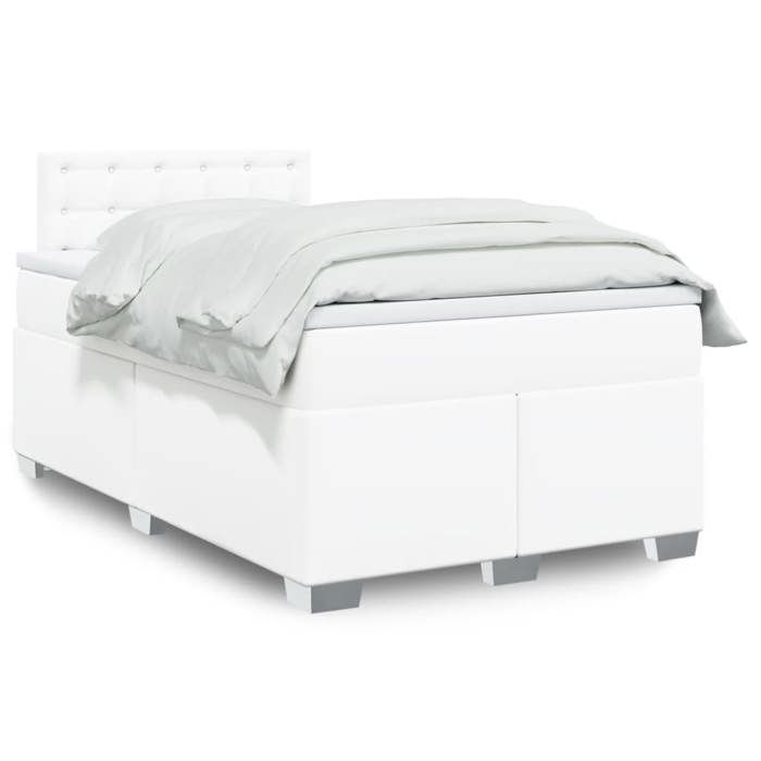 Maison Exclusive - Sommier à lattes de lit avec matelas Blanc 120x200cm Similicuir