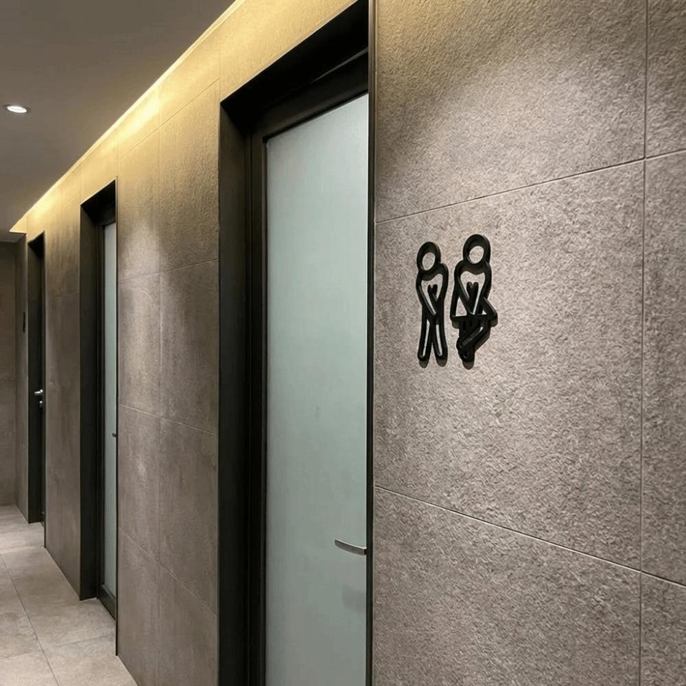 2D Flat WC Door Signs Funny Restroom Indicator Modern Toilet Signage Shopping Mall