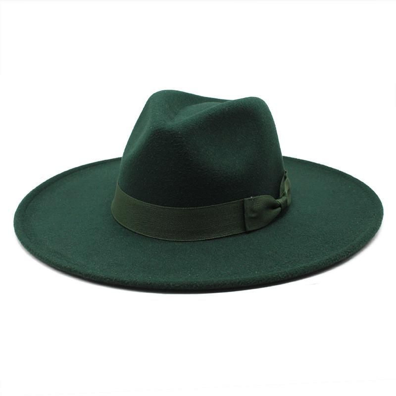 Wool Felt Hat With Large Brim And Bow For Retro Festival Wear