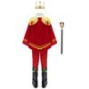 Jungen Prinz König Cosplay Kostüm Komplettset Krone Zepter Reißverschluss Jacke Umhang Hose Schuhe Halloween