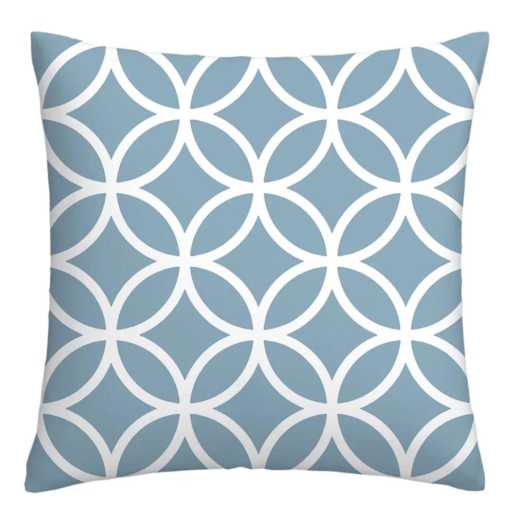 Blue and White Geometric Decorative Pillowcase Living Room Office Home Pillowcase Car Ornaments Ideal Gift