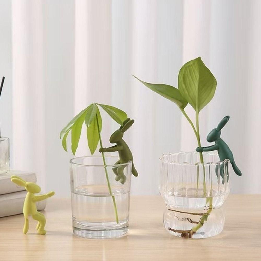 3PCS Plastic Rabbit Shaped Plant Stem Support Decorative Hydroponic Stabilizer  Vase Plant Decor