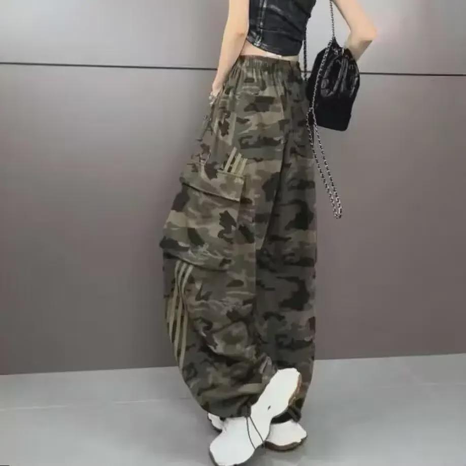 Women's Striped Camouflage Overalls - Casual, Slim, Wide-Leg Pants for Spring & Autumn 2024 Trend
