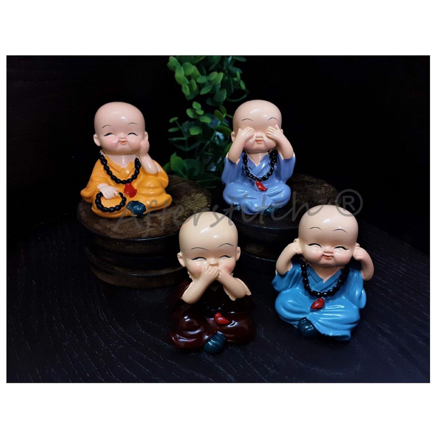 

Маленькие монахи Будды Набор из 4 для приборной панели автомобиля Миниатюрные предметы декора Садовые идолы Фигурка и предметы интерьера Идолы