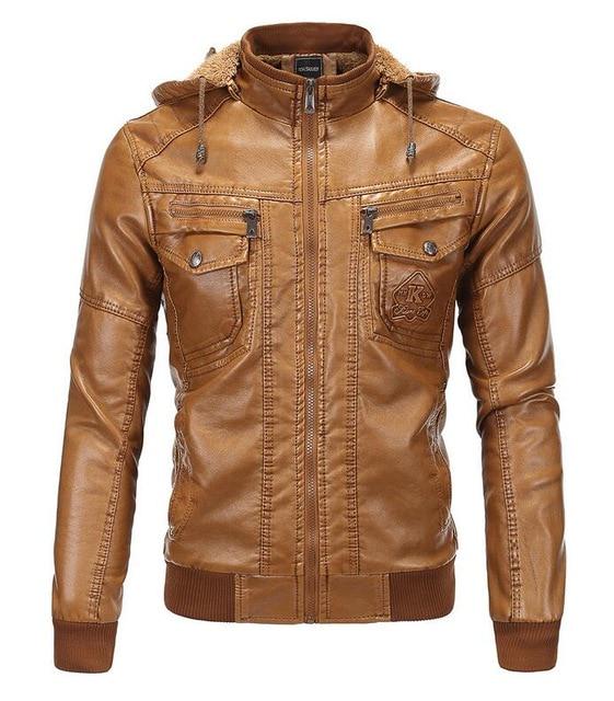 

Шкіряна куртка з капюшоном. Чоловіча зимова плюс оксамитова шкіряна куртка. Чоловіча м’яка шкіряна куртка XXXL жовтий