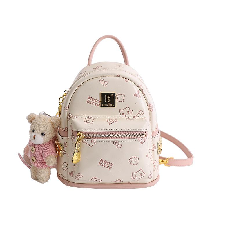 Schoolbag Cartoon Printed Backpack Female Versatile Going Out Travel Small Backpack Daily Commuter Portable Bag Female