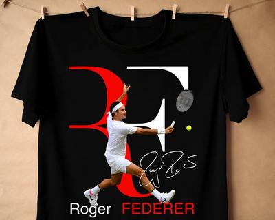 Perfektní tričko s podpisem Rogera Federera černé Bavlněné tričko Všechny velikosti S-4XL VN119 Unisex tričko