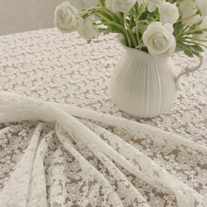 White floral cotton embroidered tablecloth/tablecloth Direct 2 (100x130)