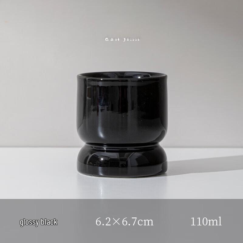 Miaoyijia Glossy Black Ceramic Candle Holder Set