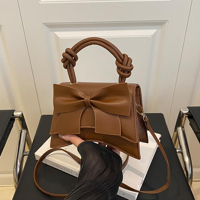 PU Solid Color Bow Casual Tote Large Capacity Commuting High Quality Women's Bags Winter New Versatile Crossbody Bags