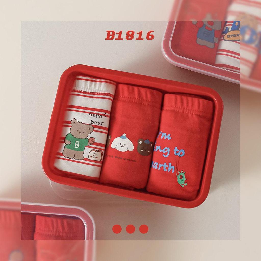 Premium Zodiac Pure Cotton Boxer Briefs for Kids: Unisex Red New Year Underwear in Gift Box