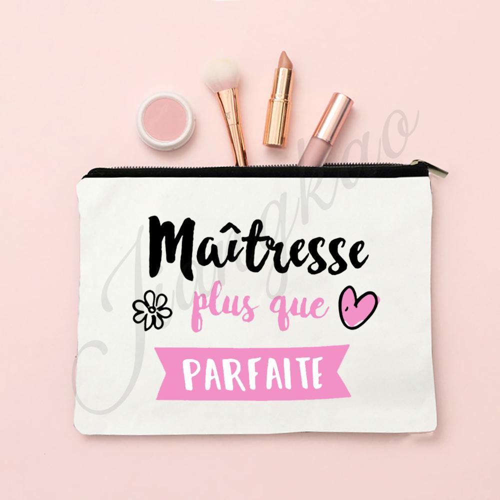Thank Super Teacher Print Makeup Bag Travel Toiletries Storage Pouch School Pencil Bags Gift for Atsem Avs Aesh Maitress Maitre