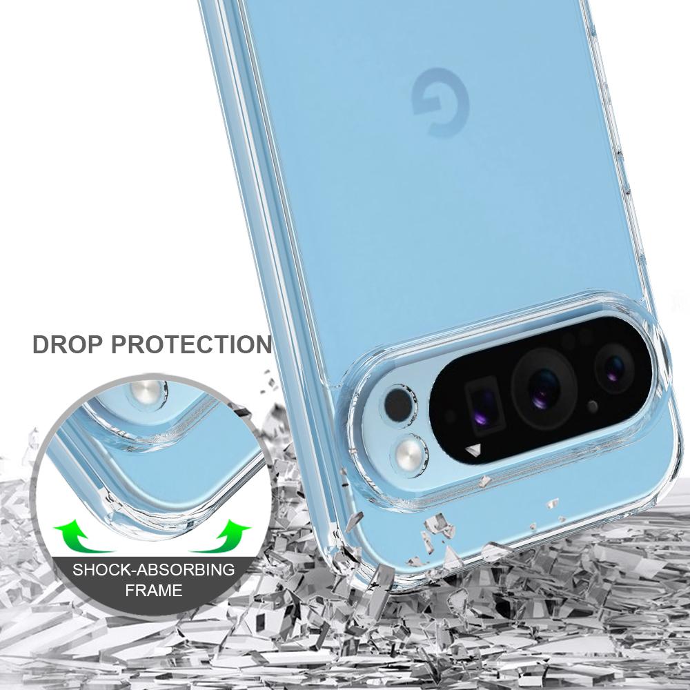 For Google Pixel 9 Pro Case TPU Frame Clear Acrylic Back Phone Cover Anti-Scratch