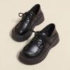 Spring and summer new retro black versatile muffin heightening shoes platform small leather shoes