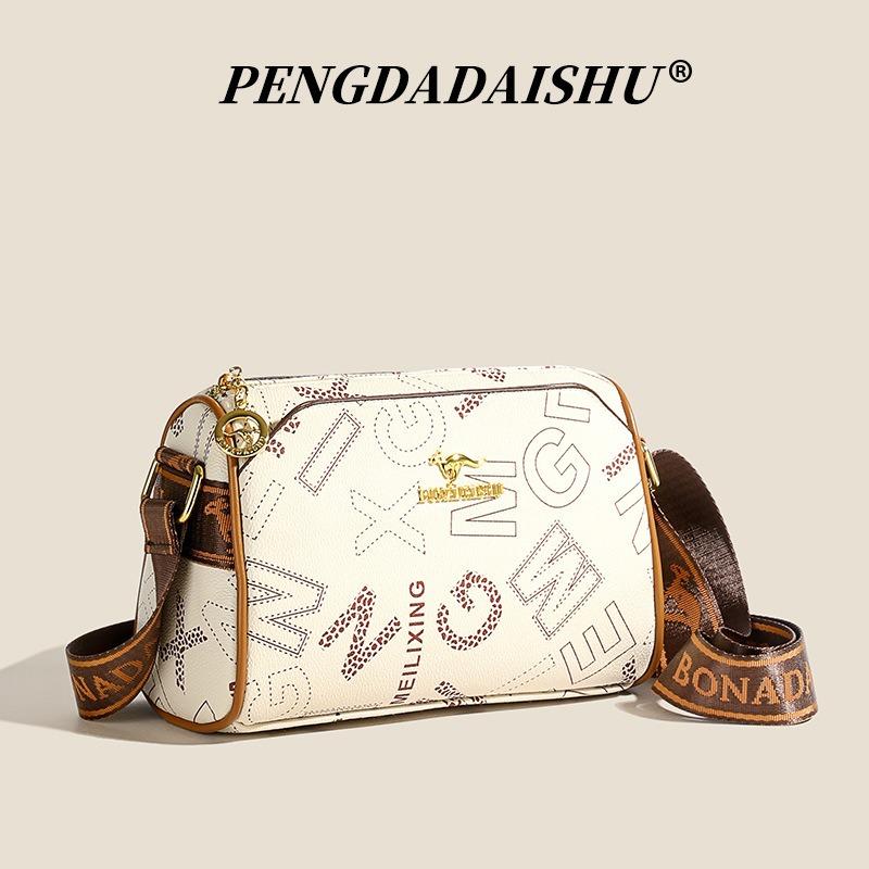 Fashion Casual Letter Printed Women's Cylinder Bag Large Capacity New Wide Shoulder Strap One Shoulder Crossbody Bag