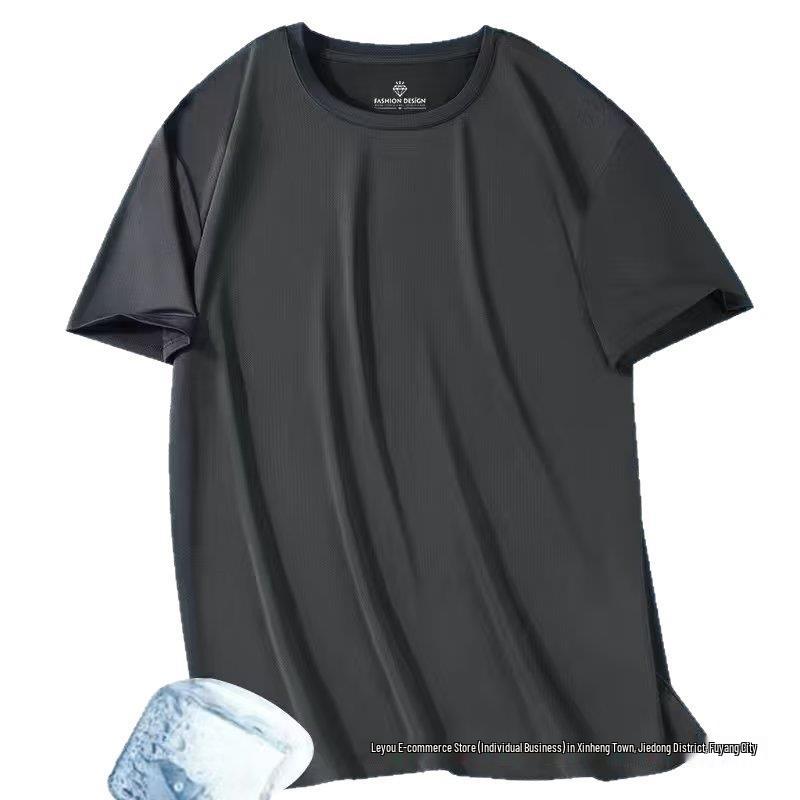 Herren Schnelltrocknendes Atmungsaktives Eis Seiden Netz T-Shirt - Einfarbige Kurze Ärmel, Übergröße