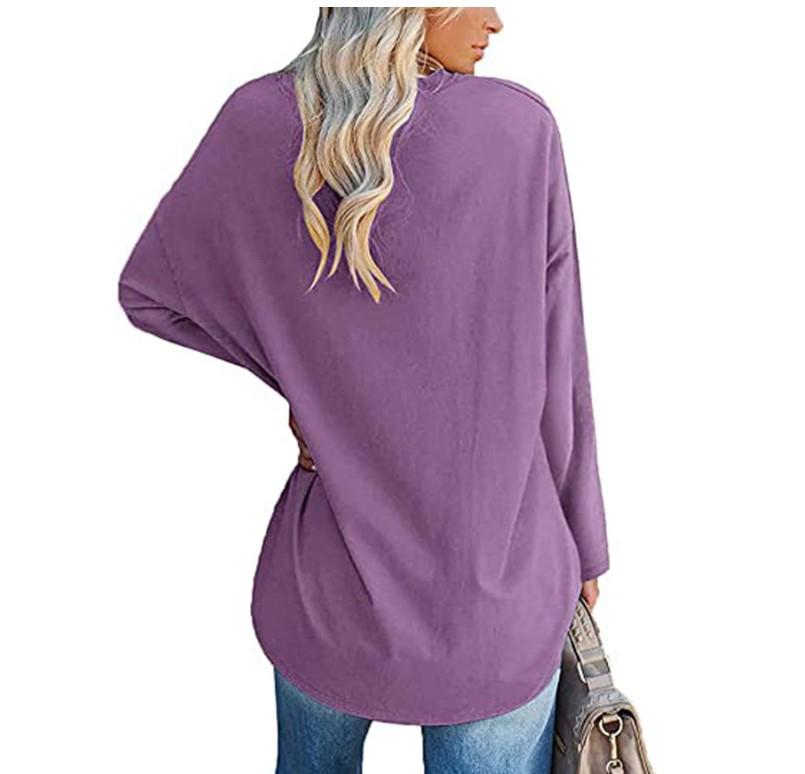 Super Large Multi-color Loose V-neck Women's T-shirt with Drop Shoulder Sleeves