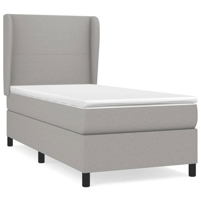 3127757 vidaXL Lit à sommier tapissier avec matelas Gris clair 80x200 cm Tissu