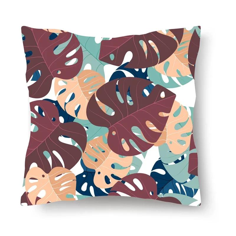 

Абстрактный Креативный Принт Тропических Листьев Узор Наволочка Домашняя Гостиная Диван Декоративная Подушка 66x66cm бордовый