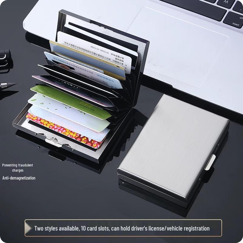 Portable RFID Blocking Stainless Steel Card Holder - Unisex, Minimalist Design