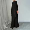 Women's Pleated Flowy Maxi Dress Split Cape Sleeve Formal Wedding Guest Dress Cocktail Evening Party Long Dress
