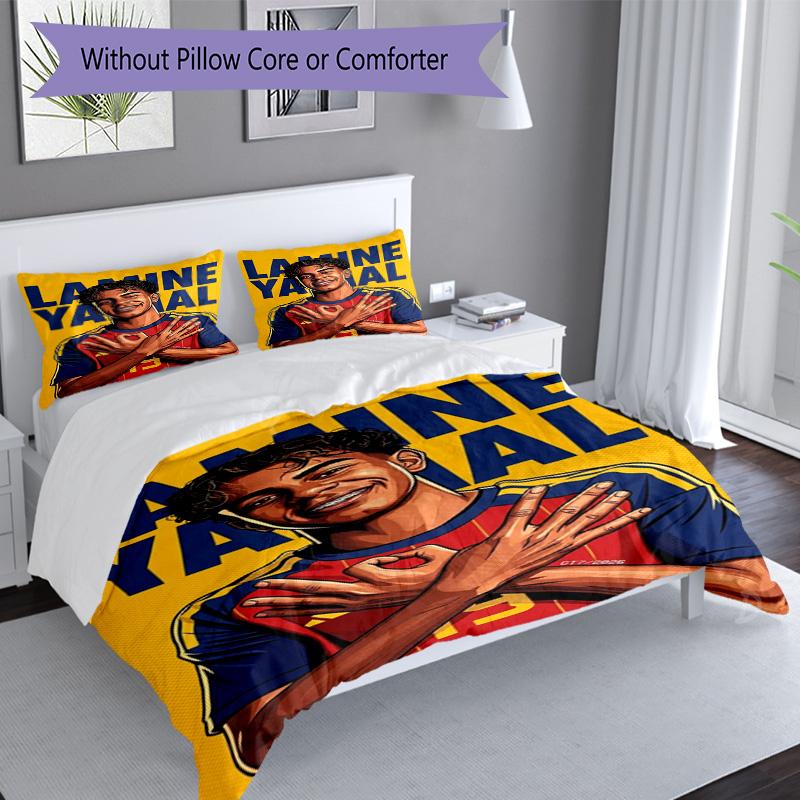 Lamine Yamal Soccer Star Number Bedding Set,Soft Bed Linen for Bedroom Home Decoration,Perfect Gift for Football Fans,Breathable Duvet Cover with Pill
