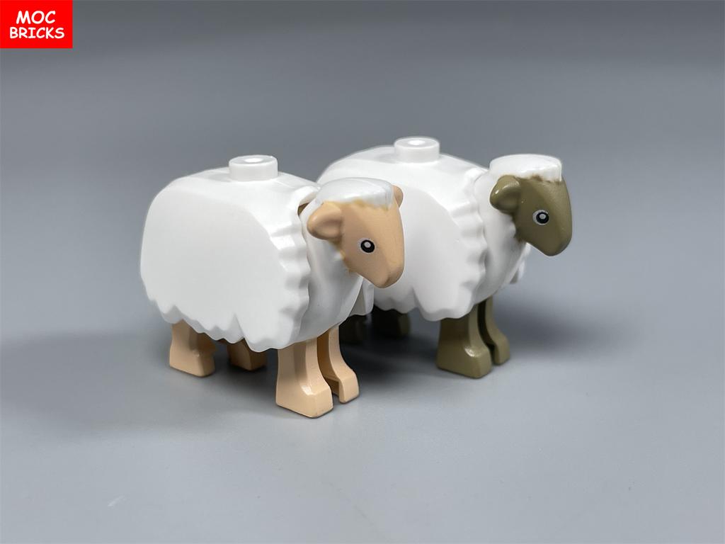 MOC Bricks Cute Sheep Goat Shed Sheepfold Animal DIY Farm Grassland View Building Blocks Accessories Children's Toys Gifts