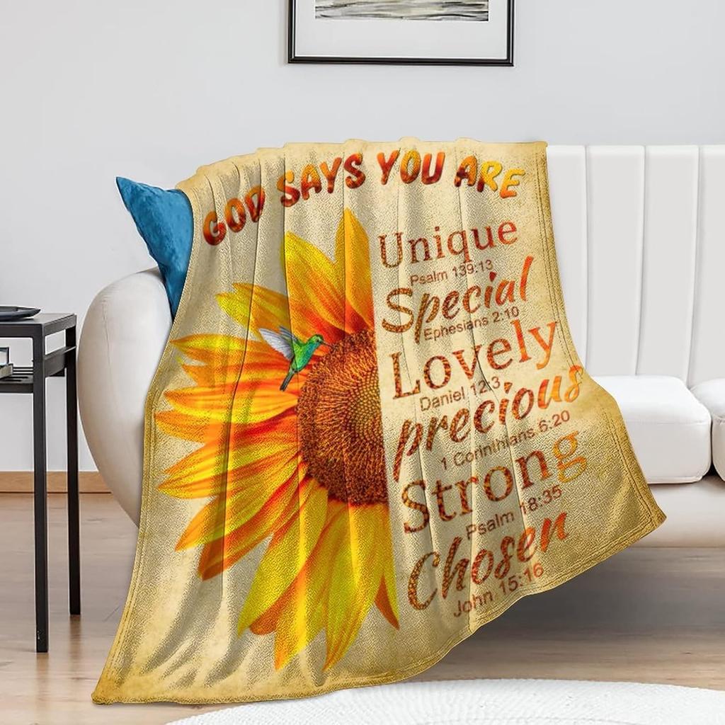 Inspirational Christian Throw Blanket for Women with Bible Verse Prayer Scripture Soft Flannel Healing X