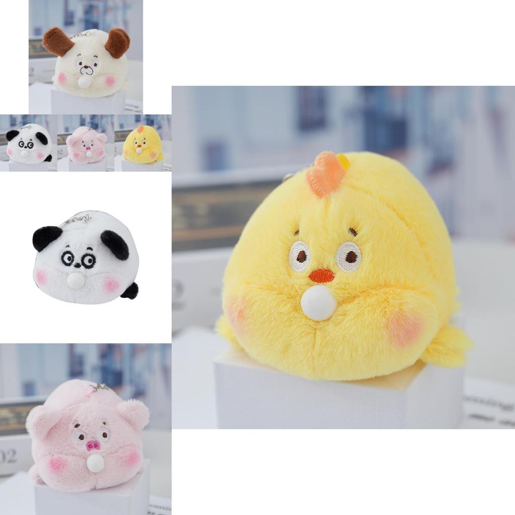 Adorable Bubble Blowing Pig Plush Keychain Cute Stuffed Animal Bag Charm