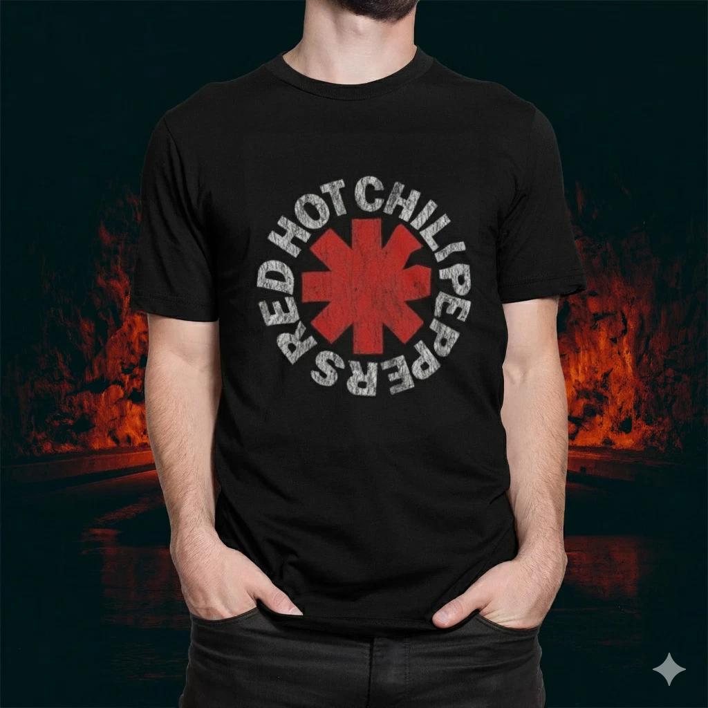 Unisex Adult Classic Music Red Hot Chili Peppers Logo T Shirt Rock ... L