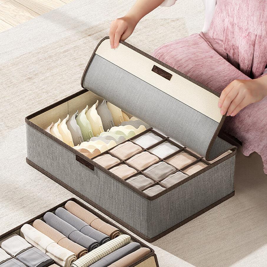 Underwear Socks Three In One Drawer Style Storage Box with Lid Honeycomb Style Underwear Neat Classification Storage Box Dust-proof Tidy Up Bag