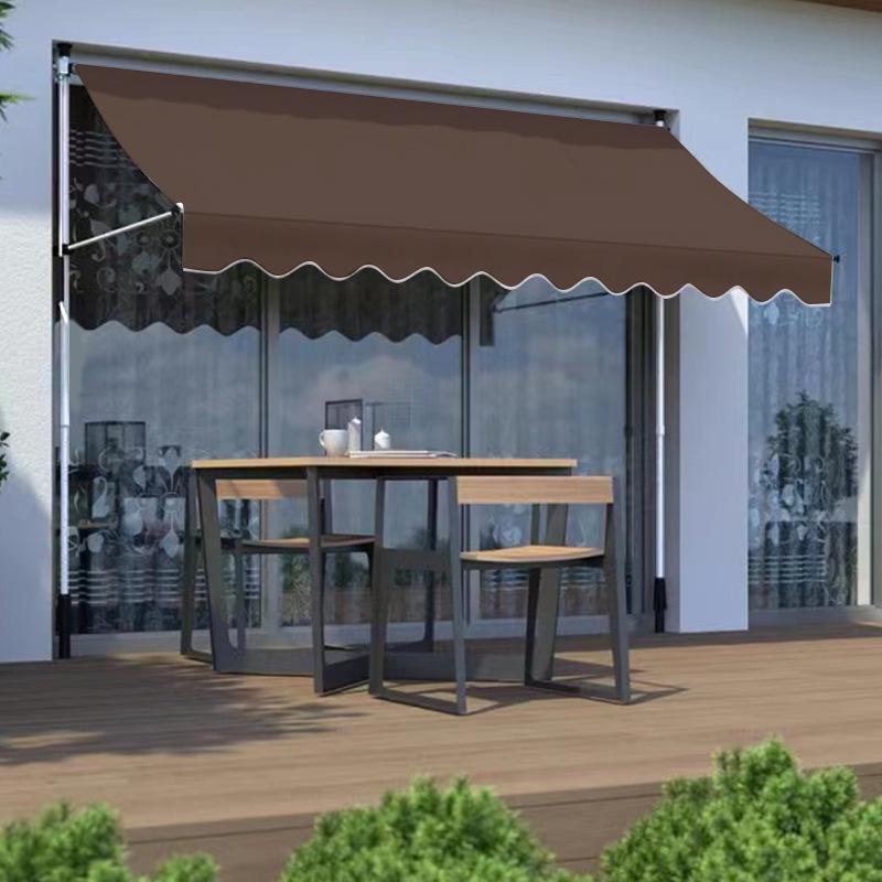 Folding Retractable No-Drill Sunshade: Hand-Crank Balcony & Shop Canopy