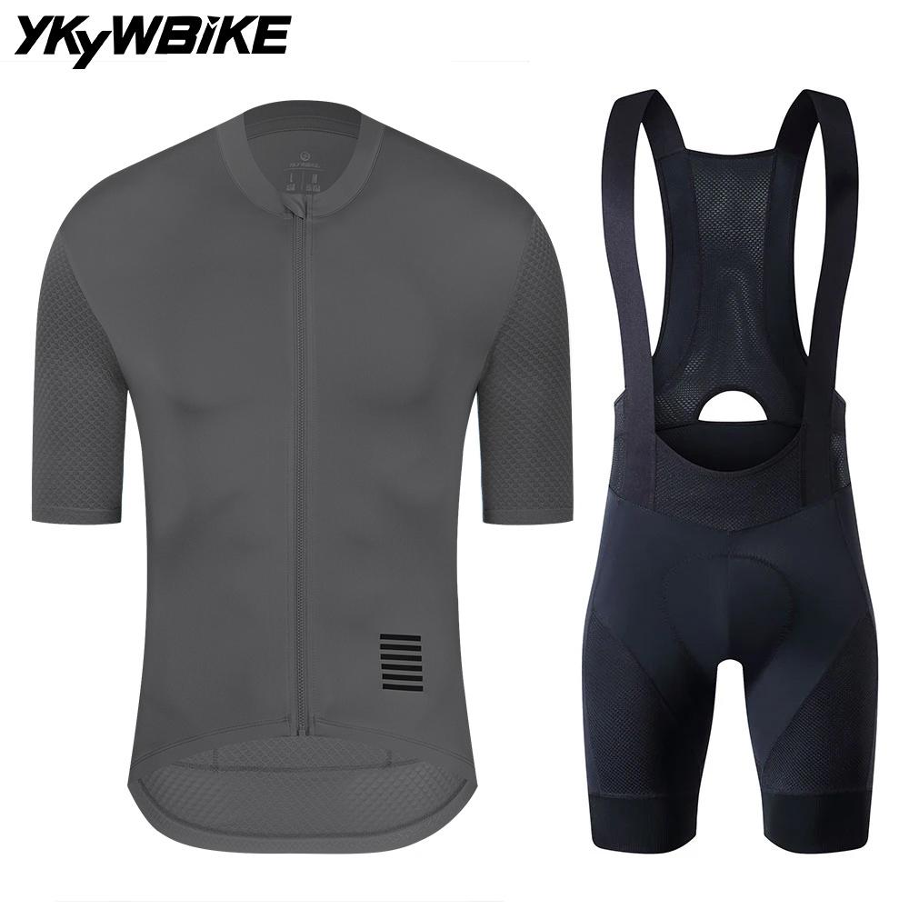 YKYWBIKE Cycling Jersey Set Classic MTB Cycling Bib Shorts Kit Reflective Custom Bike Clothes Bicycle Clothing Maillot