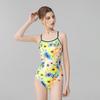One-piece Sports Racing Tight-fitting Waist Fashion Flower Print Sexy Leaky Back Slimming Swimsuit Women