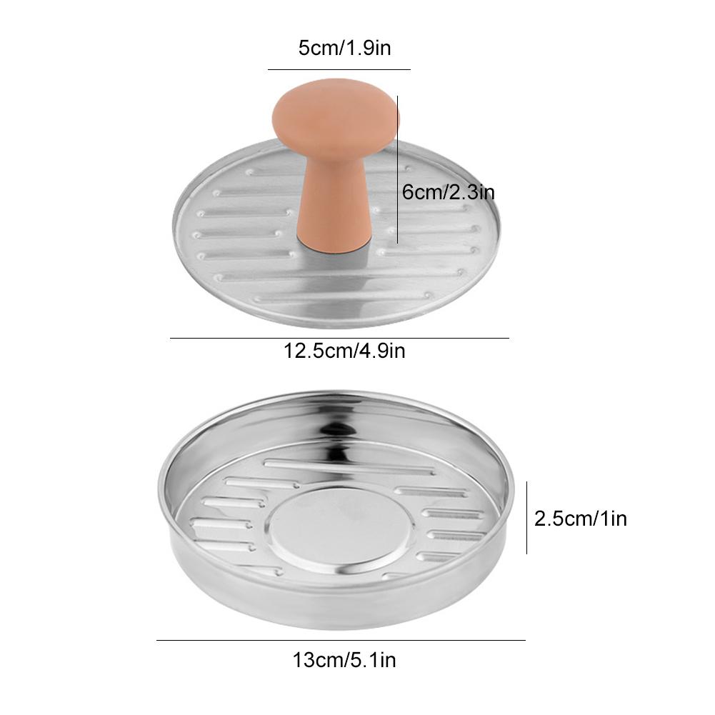 Round Burger Press Non-Stick Hamburger Meat Press Stainless Steel Meat Beef Veggie Burger Mold with Handle Kitchen Accessories