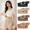 Women's Elastic Woven Straw Belt with Egg Shape Alloy Buckle - Retro Casual Design