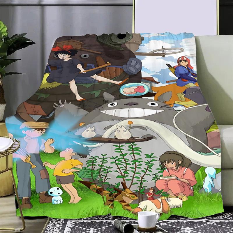 Cartoon Printed Blanket Picnic Blankets Warm Blanket Soft and Comfortable Blanket T-TotoroS Home Travel Birthday Gift