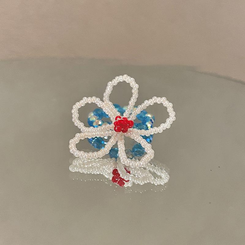 

Стеклянные бусины ручной работы бисерное кольцо-цветок милое маленькое свежее модное кольцо нишевый простой дизайн ювелирные изделия женские