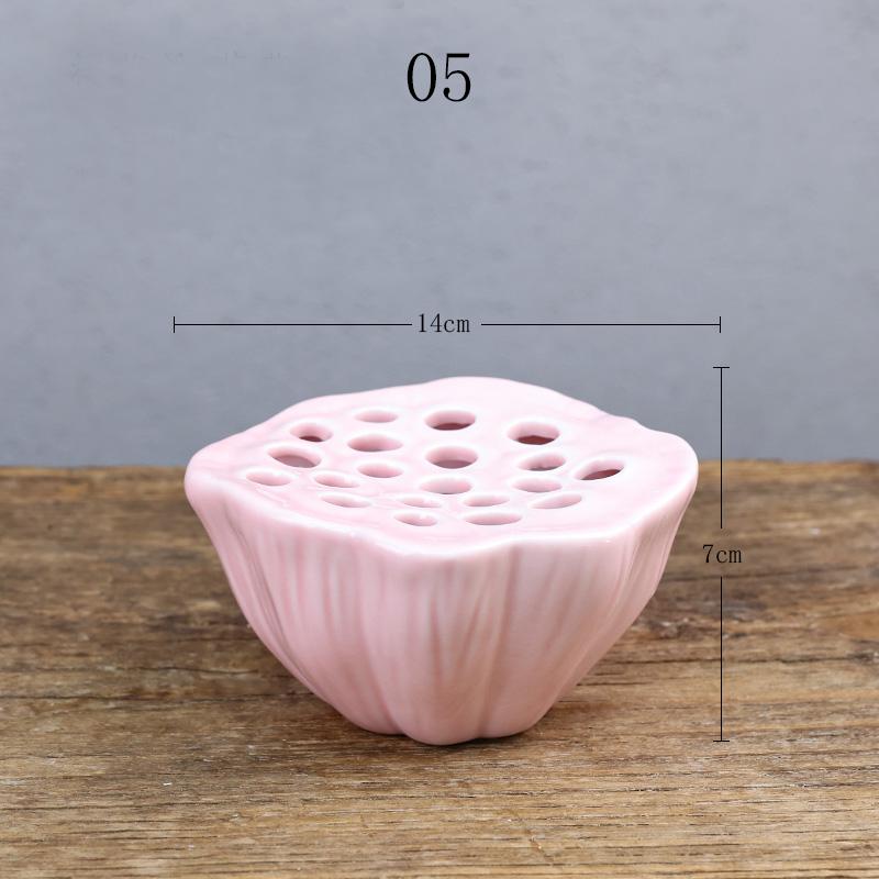 Japanese Style Ikebana Holder Ceramic Lotus Shape Ikebana Flower Arrangement Vase Tea Table Zen Kenzan Flower Art Fixed Tool