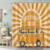 Here Comes The Sun Douchegordijn 72x72 Inch Boho Vintage Bloemen Bus Retro Hippie Oranje Zon Zonneschijn Omkeerbaar voor Thuis