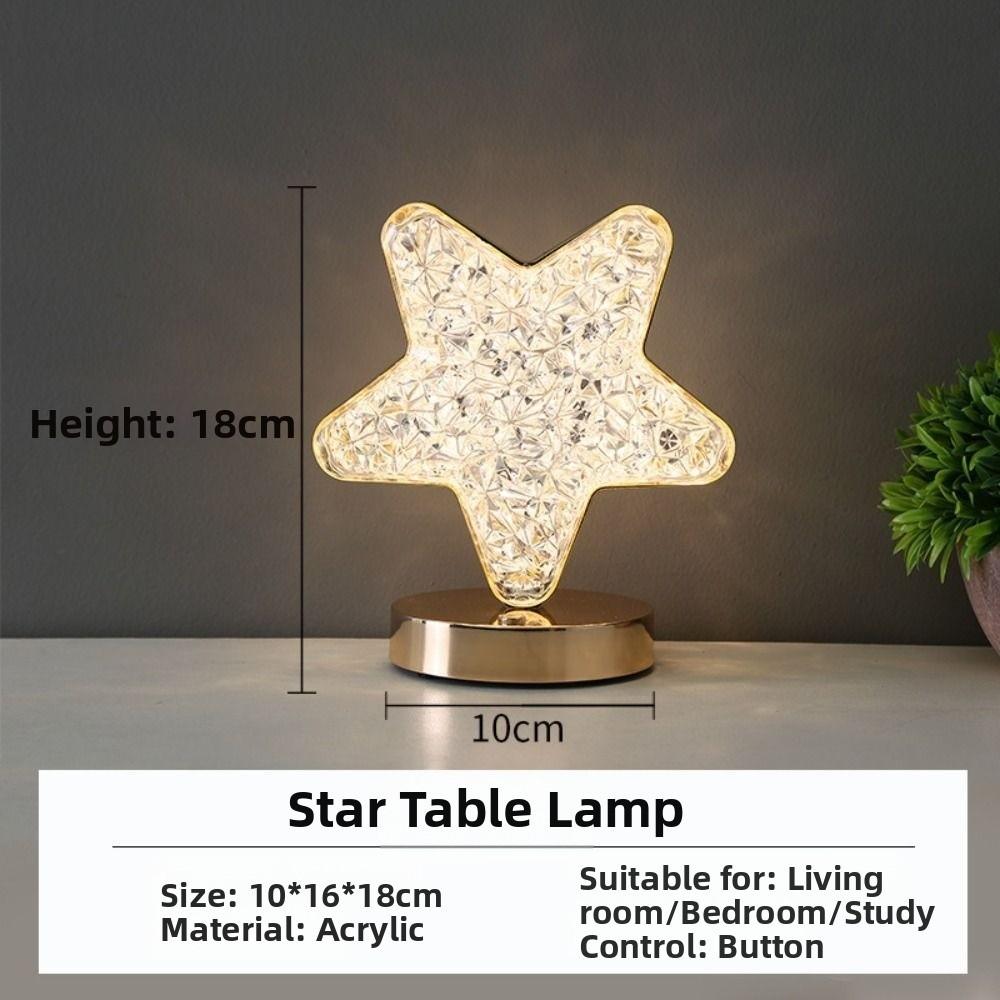 USB Rechargeable Crystal Night Light Dimmable Desk Light New Beside Lamp
