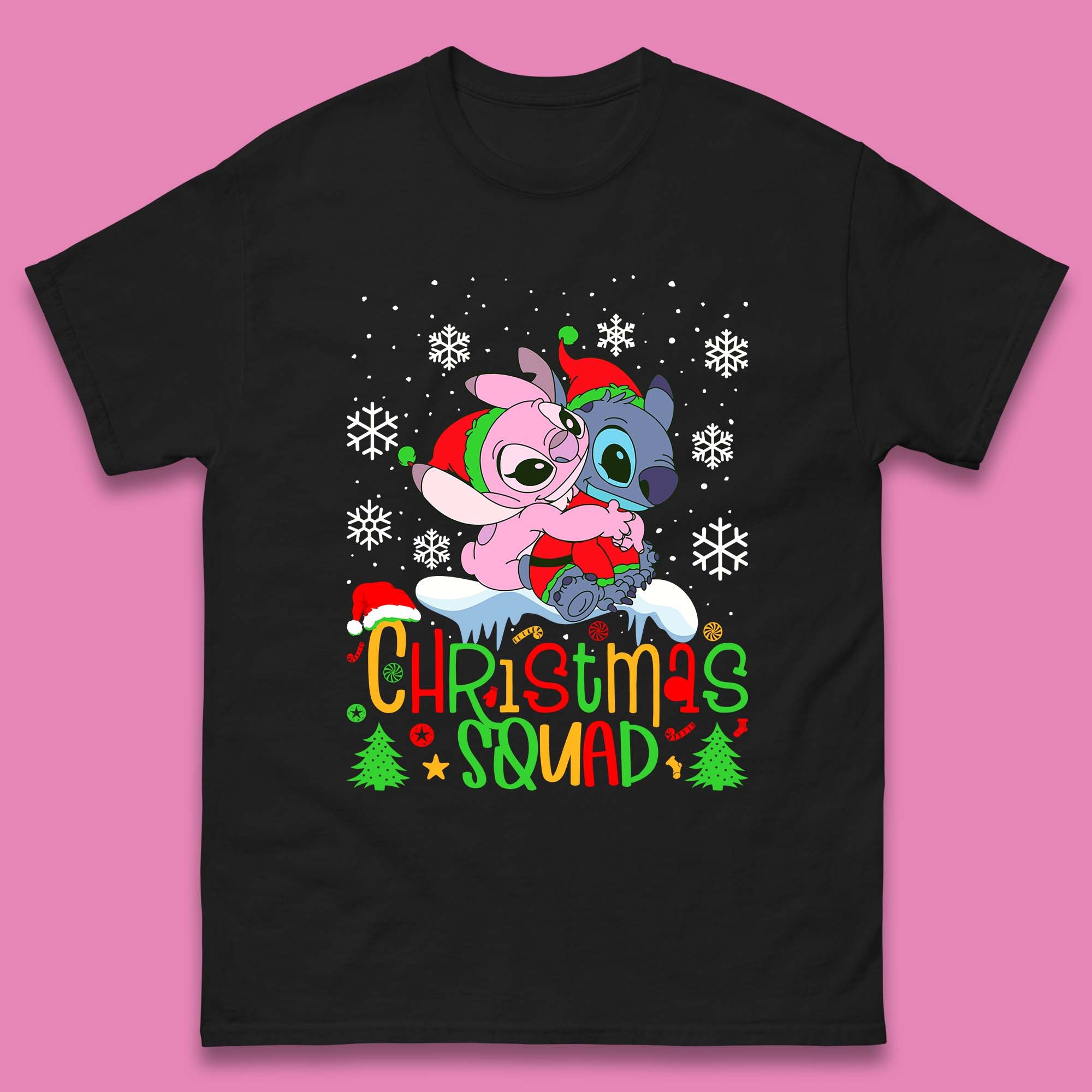Lilo and Stitch Christmas Mens T Shirt Womens Tops Tees L