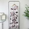 Summer Sleeveless Dress Cotton Silk Dress Drawstring Print Bohemia Beach Dress Home Wear Nightdress with Pockets