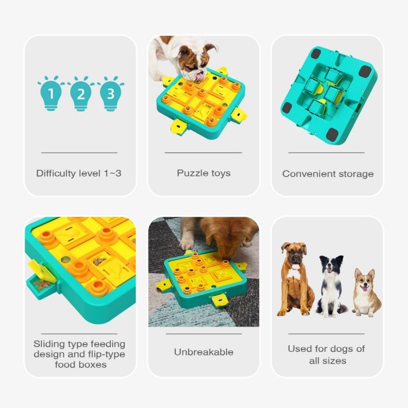 Dog Puzzle Toy Dogs Brain Education Mentally Stimulation Toys Puppy Treat Food Feeder Dispenser Advanced Level 3in1 Interactive