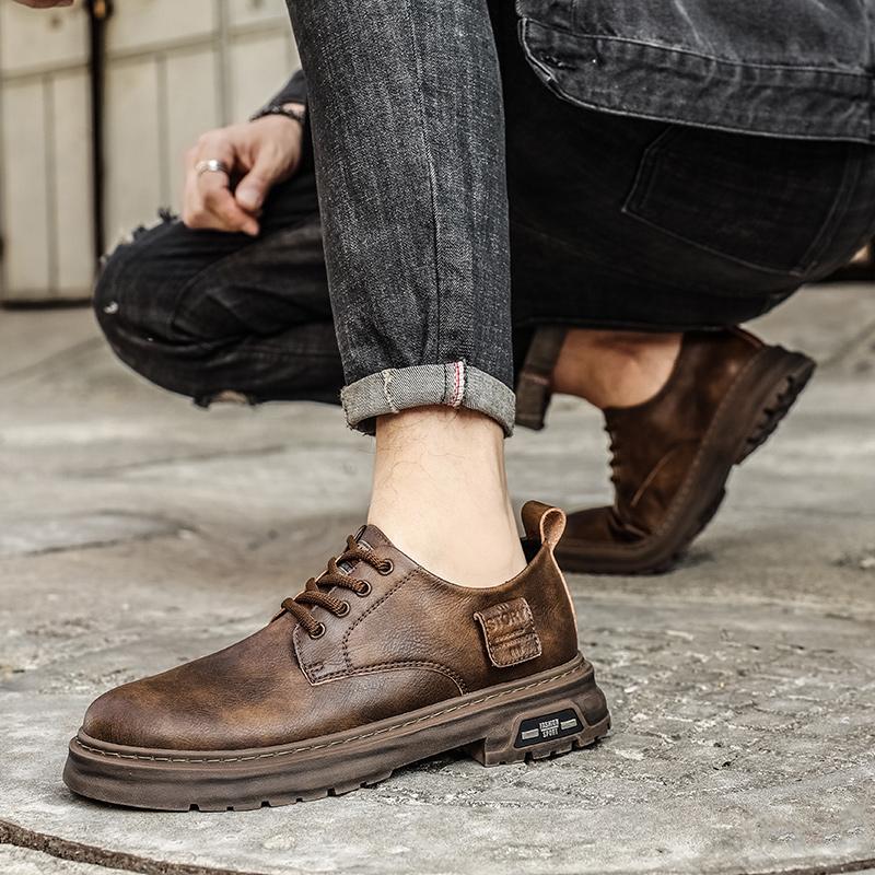 Fashion Platform Men's Classic Retro Patina Chelsea Boots Men British High Top Fashion Leather Ankle Boot Mens Casual Short Boots Shoes