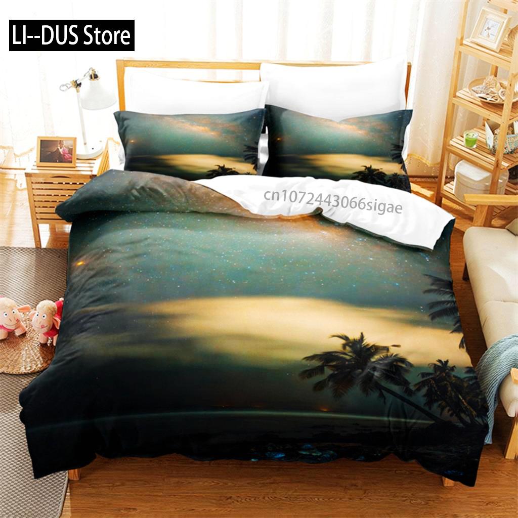 Beautiful Seaside Beach Bedding Set Duvet Cover Set 3d Bedding Digital Printing Queen Size Bedding Set Fashion Design