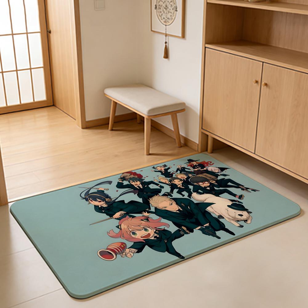 ANIME S-Spy Family Floor Mat Absorbent Floor Mat Non-Slip Entrance Rug for Bathrooms Restrooms and Toilets