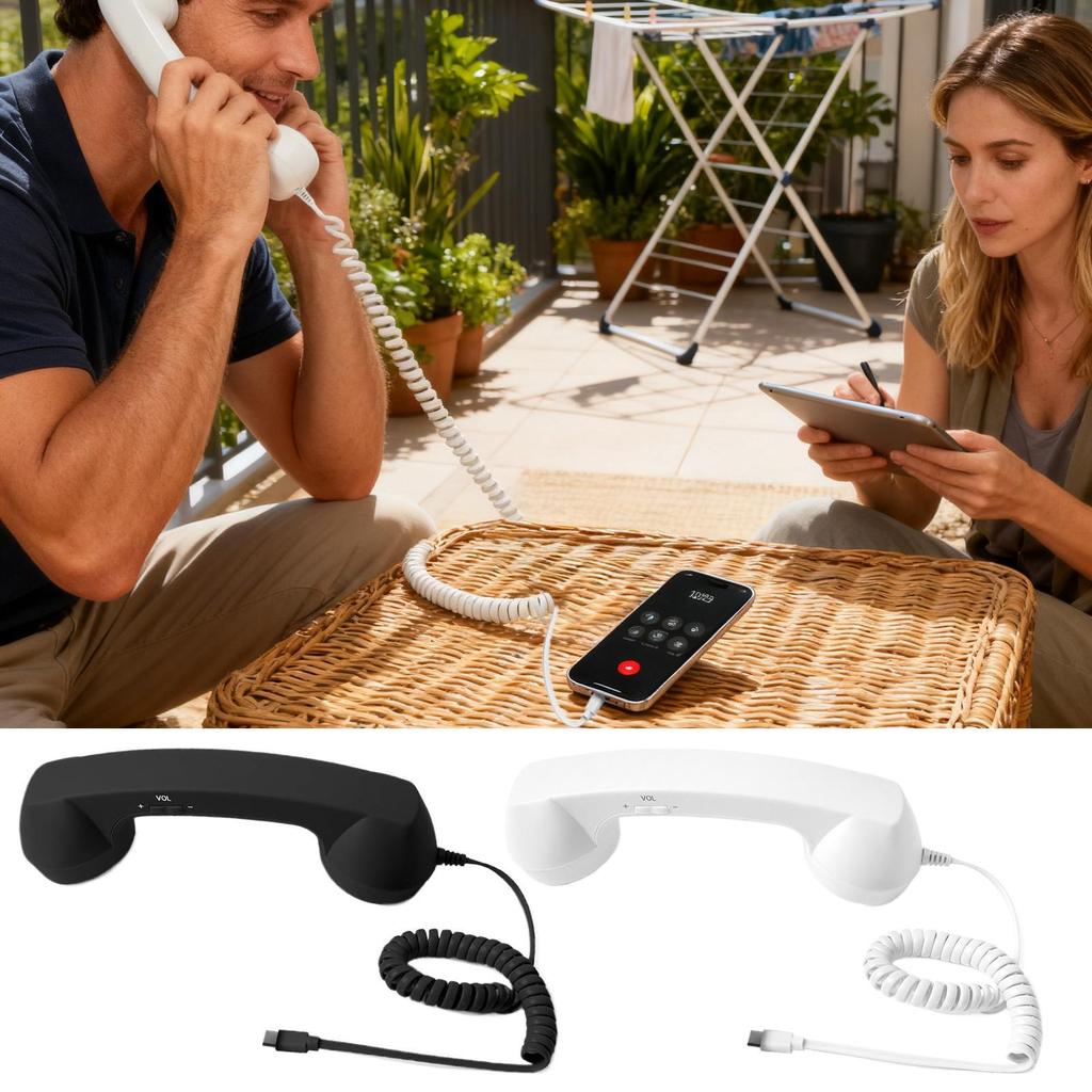 Retro Phone Handset Type-C Retro Classic Comfortable Home Supplies Old Telephone Receiver for Offices Travel Kitchen Bedside