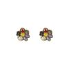 Colorful Crystal Beaded Flower Stud Earrings - Cute Korean Style Women's Jewelry